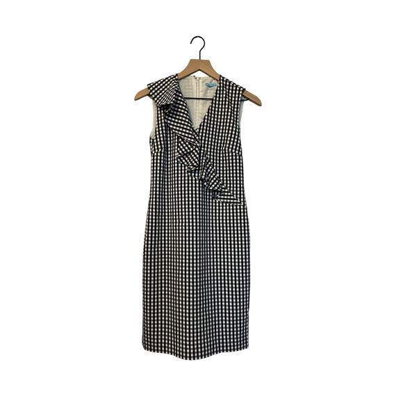 J. McLaughlin Kathryn Gingham Sleeveless Dress Navy White - Picture 2 of 5
